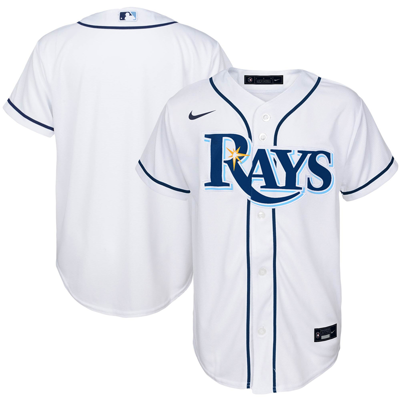 2020 MLB Youth Tampa Bay Rays Nike White Home 2020 Replica Team Jersey 1->youth mlb jersey->Youth Jersey